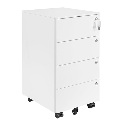 HOMSTEEL Mobile File Ccabinet, Filing Cabinet with 4 Lock, 4 Keys, 4 Drawers, Metal Cabinet, Pre-assembled, for Office, Home Office, White