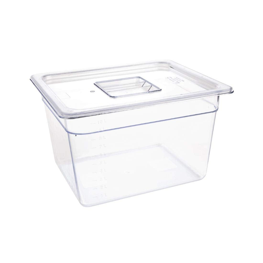 Vogue 1/2 Gastronorm Container 200mm 10.8 Litre Catering Food Storage Pan, Transparent