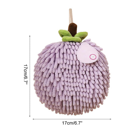 DONGKER Fuzzy Ball Hand Towel,2 PCS Chenille Fluffy Microfiber Ball Towel with Hanging Loop Quick Dry for Bathroom Washstand Kitchen