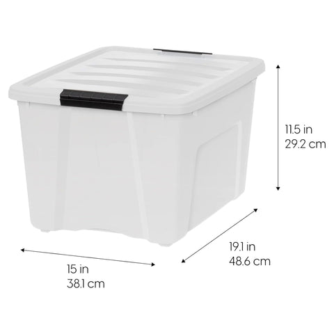 IRIS Plastic Storage Bin, Pearl, 40 Qt. -6 Pack