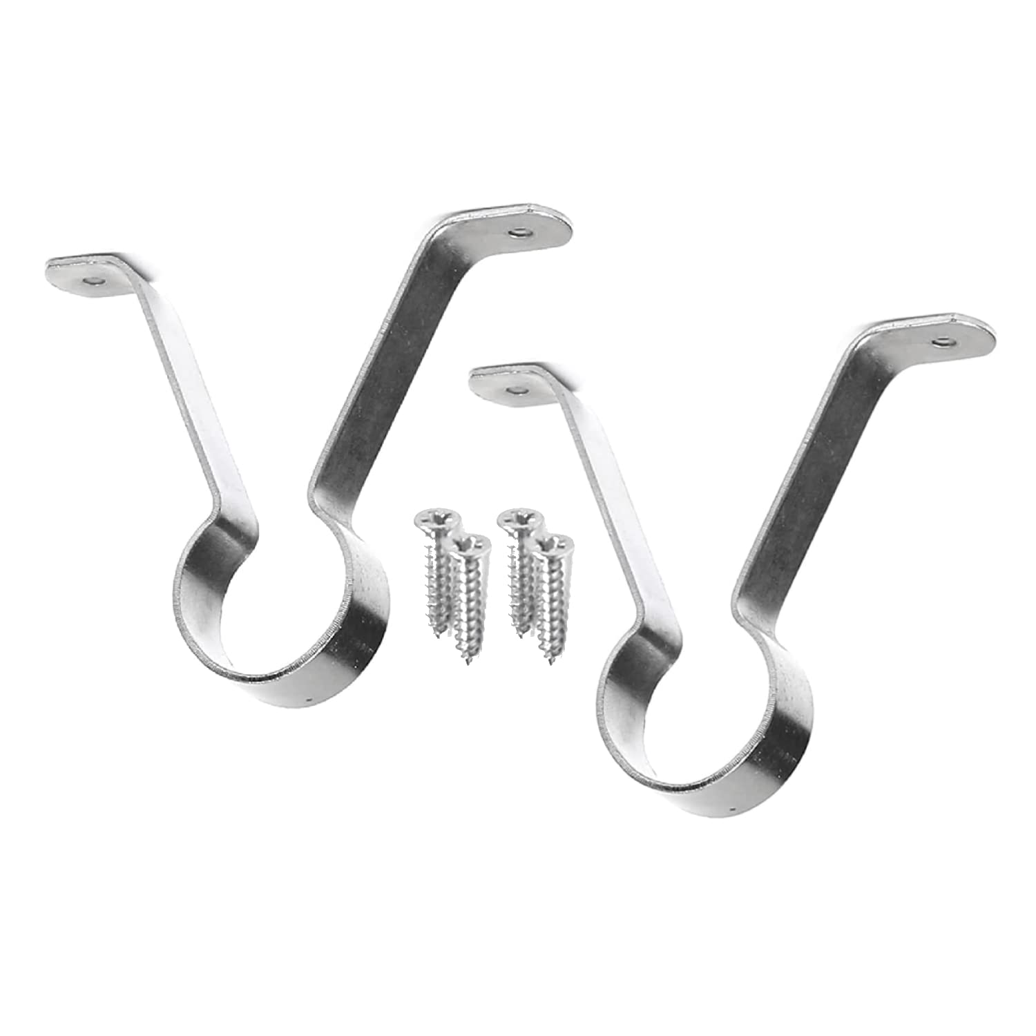 25mm Wardrobe Rail Centre Support Brackets, Chrome, Pack of 2
