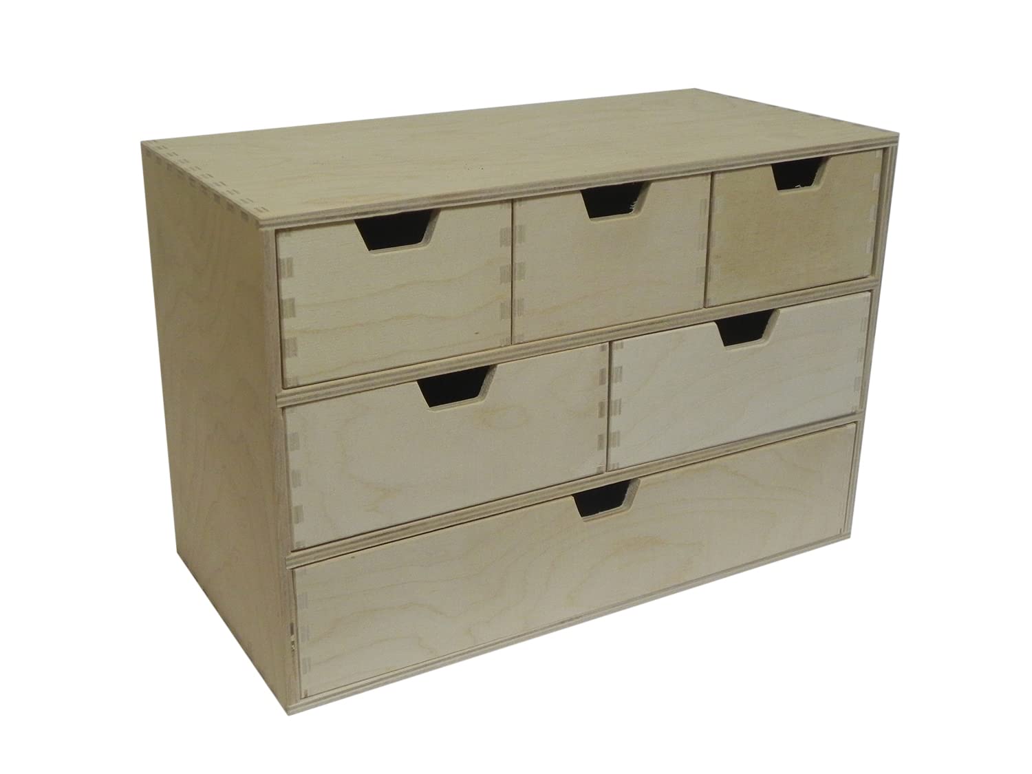 COLLECTOR Wooden World 5 Drawer Plain Wooden Storage Box Chest Cupboard Decoupage Solid Wood Jewellery Chest