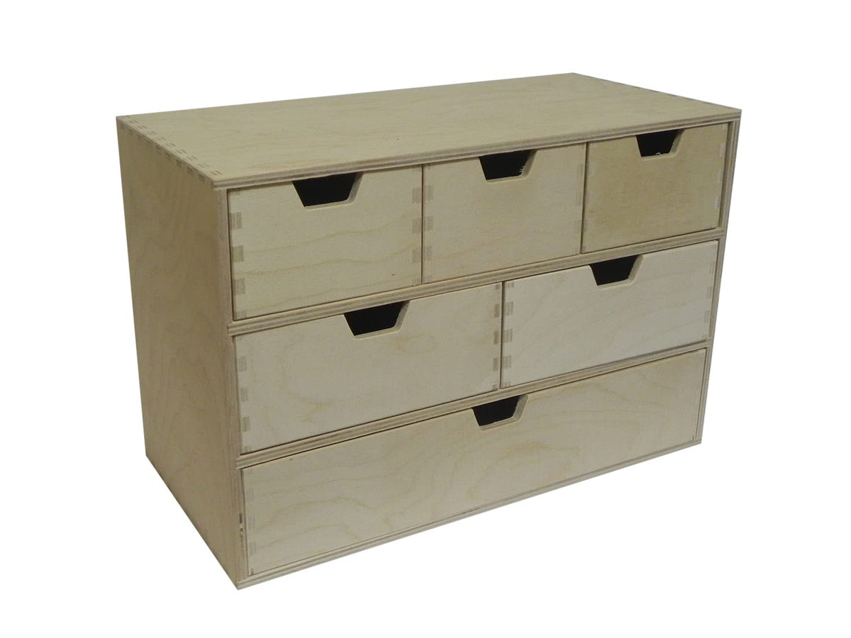 COLLECTOR Wooden World 5 Drawer Plain Wooden Storage Box Chest Cupboard Decoupage Solid Wood Jewellery Chest