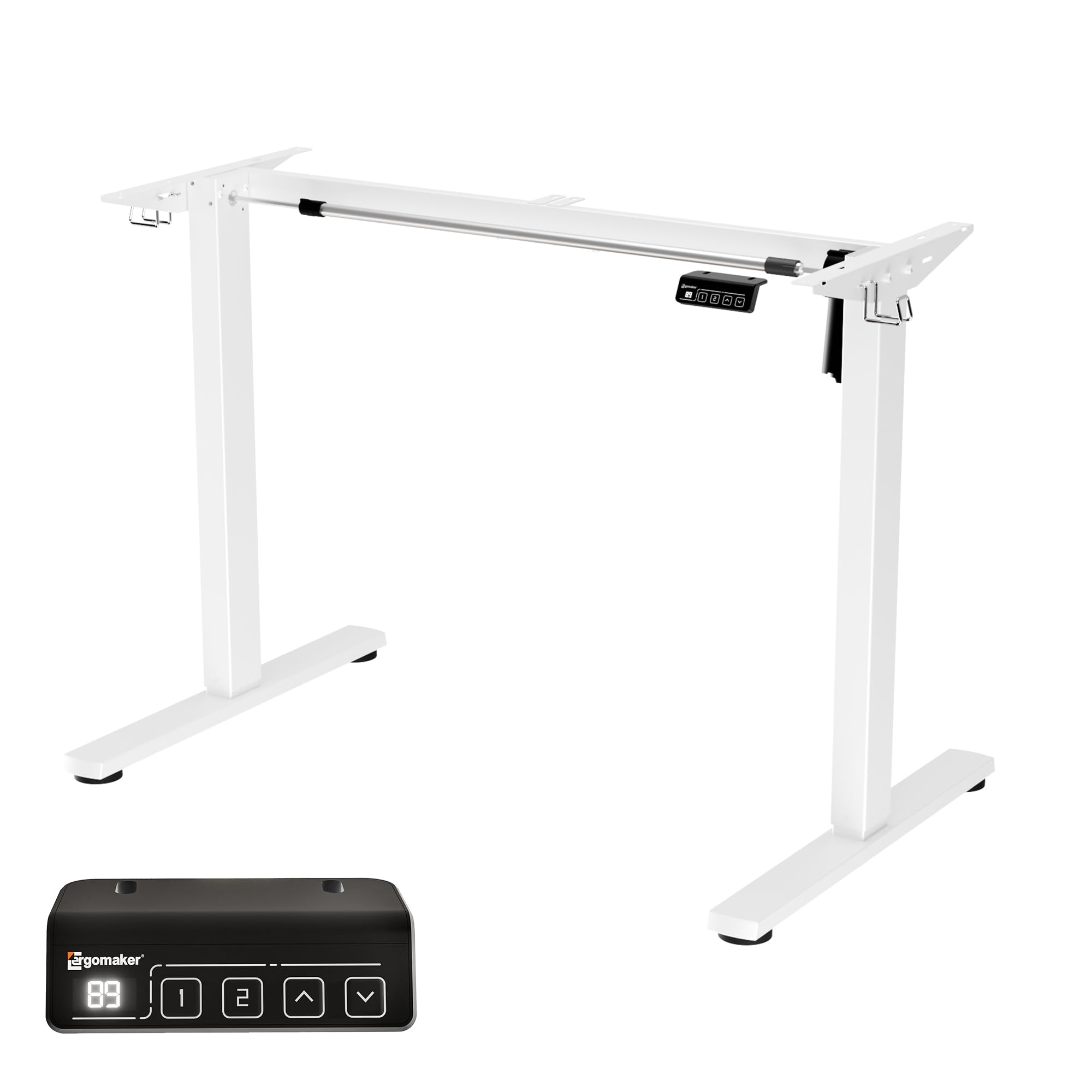 ERGOMAKER Height Adjustable Electric Standing Desk Frame, Two-Stage, White