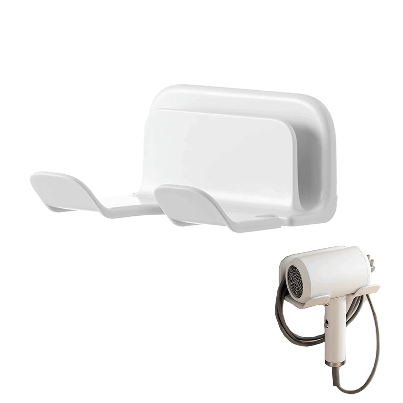 BSLVV Wall Mounted Hair Dryer Holder with Straightener Stand - Self Adhesive Hair Tools Organizer with Plug & Cord Hook