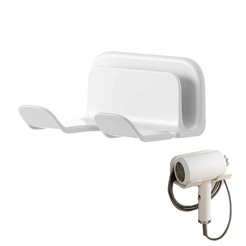 BSLVV Wall Mounted Hair Dryer Holder with Straightener Stand - Self Adhesive Hair Tools Organizer with Plug & Cord Hook