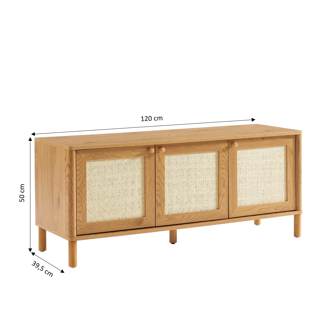 BAÏTA HAIDA TV Unit in Oak Effect and Rattan Weave