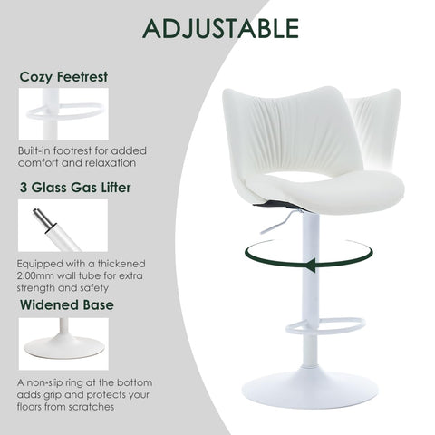 YOUNUOKE Single Bar Stool, Swivel Counter Height Barstool, White