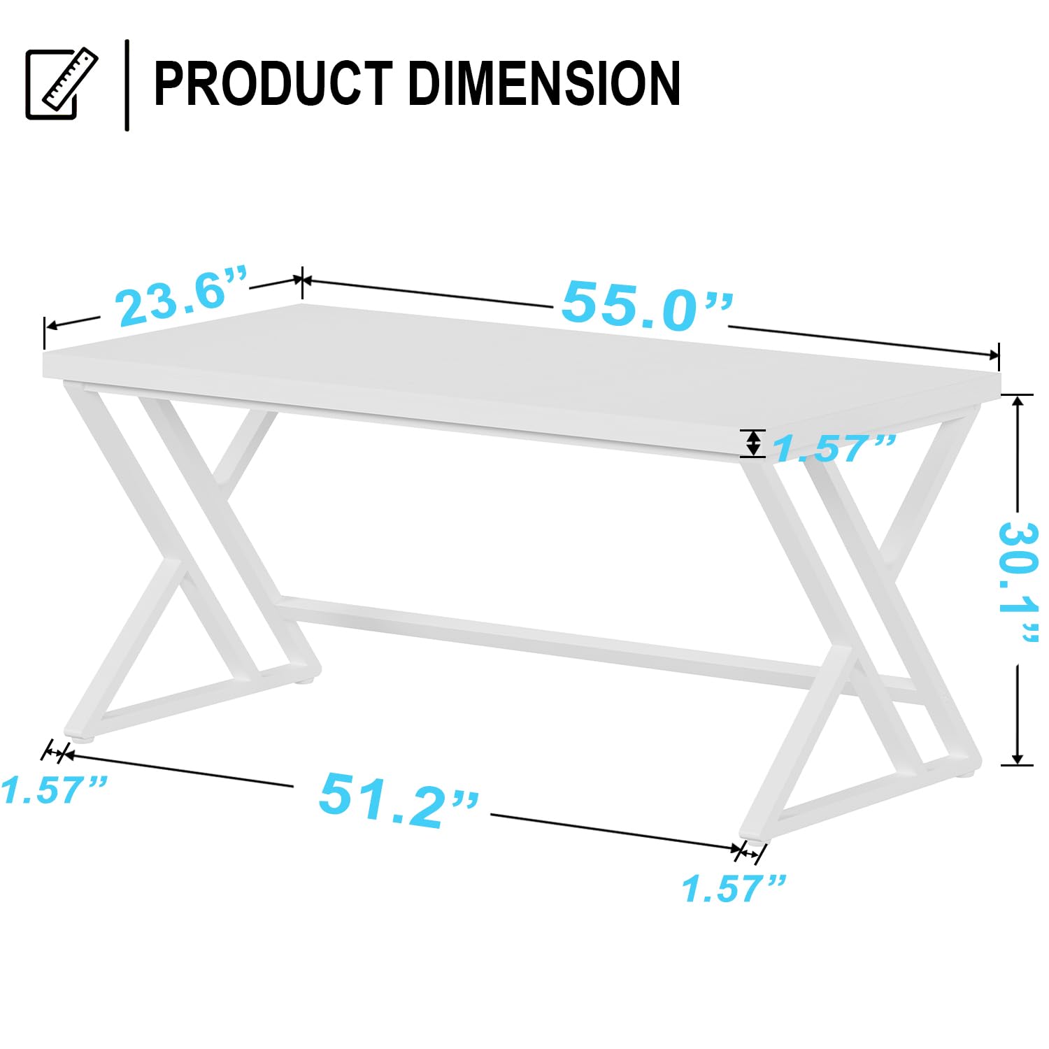 LVB Computer Desk Gaming Office Table long Desks for Home 140cm White Oak