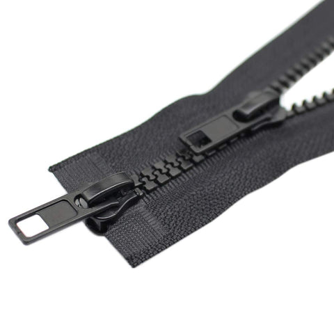 YaHoGa Pack of 2 90 cm #5 Zip Plastic 2 Way Separable Black 5 mm Zip for Coat Jackets (2 Way)