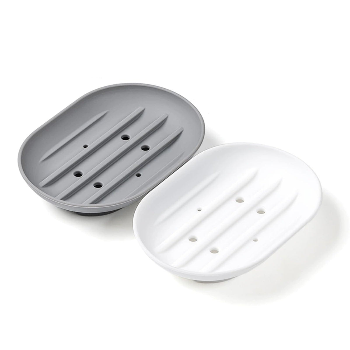 Lansonee 2PCS Silicone Soap Dish, Anti-Slip & Self-Draining Soap Holder, Flexible & Portable Shower Box, Soft & Durable for Kitchen