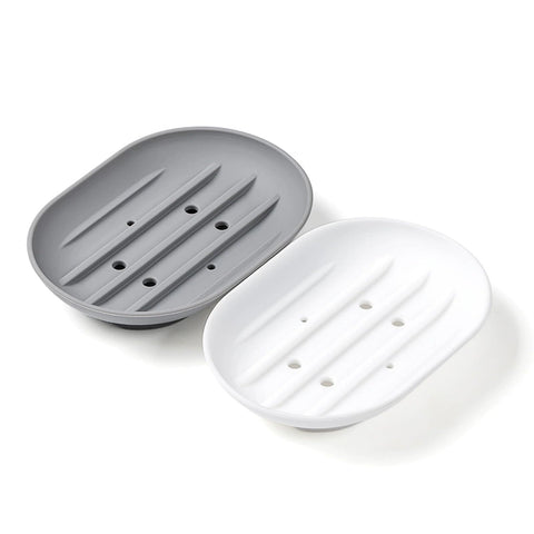 Lansonee 2PCS Silicone Soap Dish, Anti-Slip & Self-Draining Soap Holder, Flexible & Portable Shower Box, Soft & Durable for Kitchen