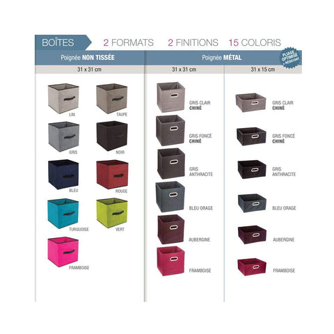 5 five simply smart 138886D Storage Box 31 x 15 x 31 cm (Chinese Dark Grey), Non-Woven and PP Plastic, Schwarz, U