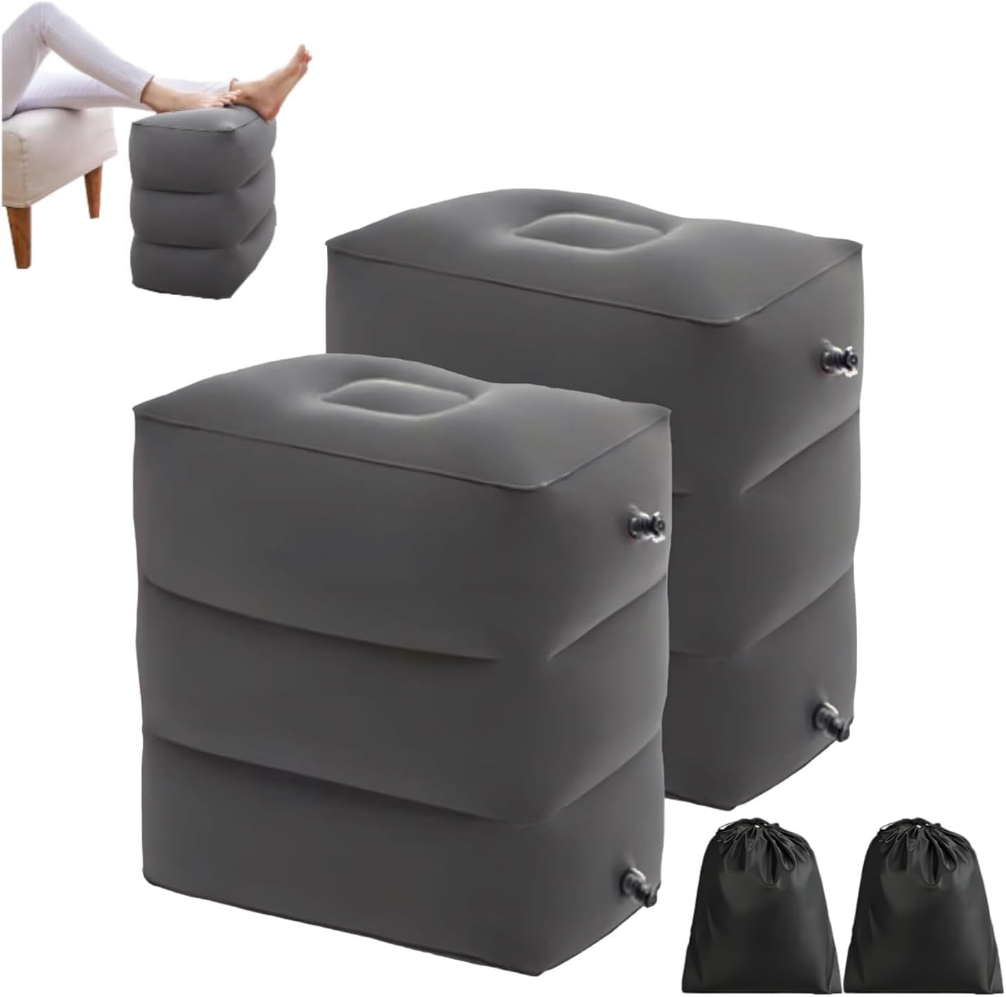 Inflatable Footrest for Kids 2 Pack, Adjustable Travel Pillow