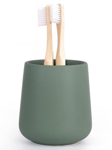 Autumnlife Toothbrush Holder Ceramic, 12 oz Bathroom Toothbrush Cup Green Mouthwash Holder, Reusable Toothbrush Holders for Toothbrush and Toothpaste