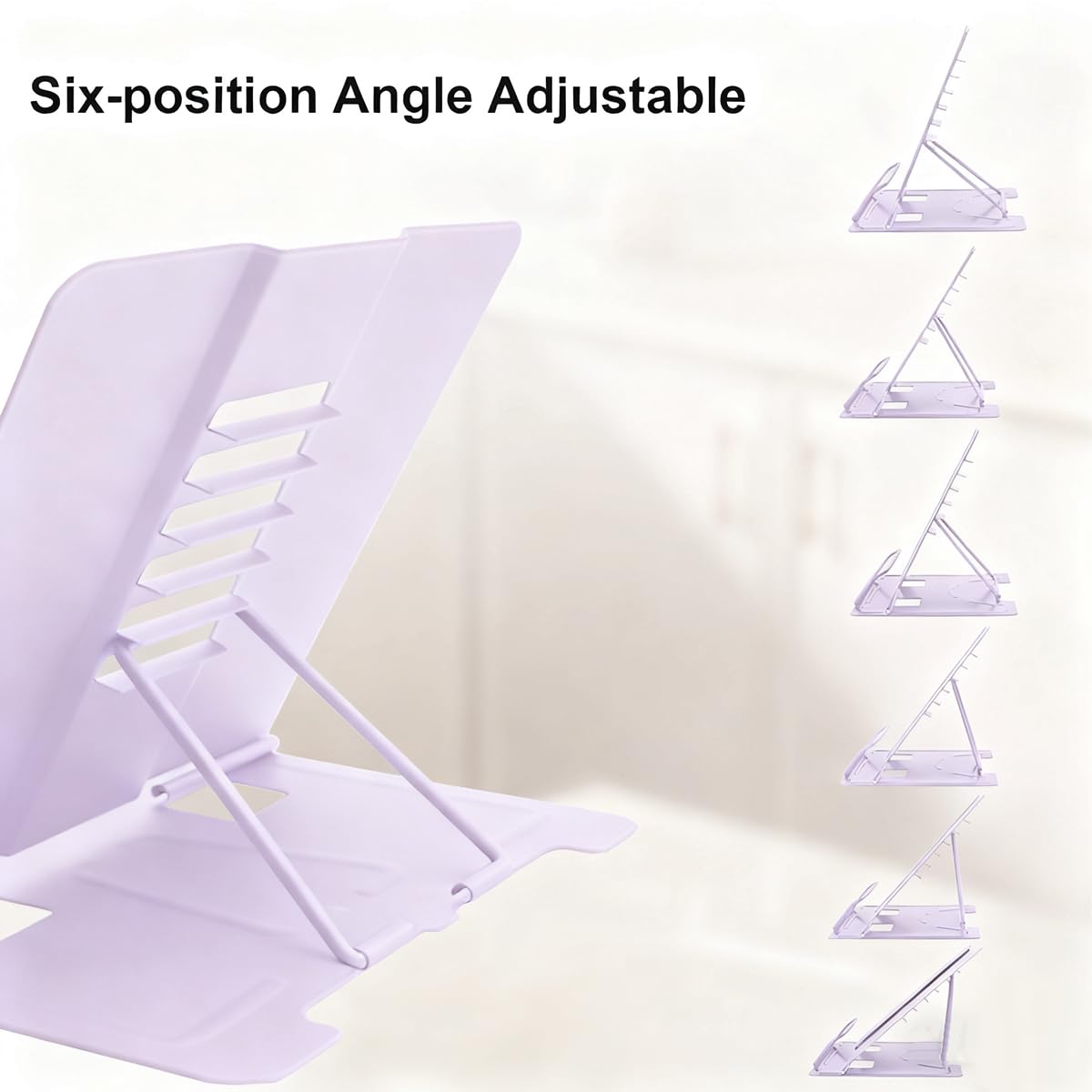 Garegce Metal Book Stand Folding, Book Holder, Cookbook Stands 6-Position Adjustable Height for Reading Rack, Tablet, Mobile Phone