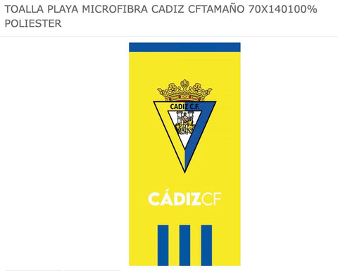 JYC CREATIVE Beach & Pool & Gym Towel, Football Gifts, Exclusive Fan Products, Ideal Gifts for Football Fans, Towel (P1, 70X140, Cadiz C F)
