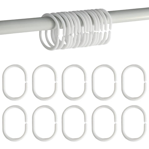 Armo® 24 x Plastic C Shaped Shower Curtain Hooks White Bathroom Rod Shower Hooks Rings 24 Pack