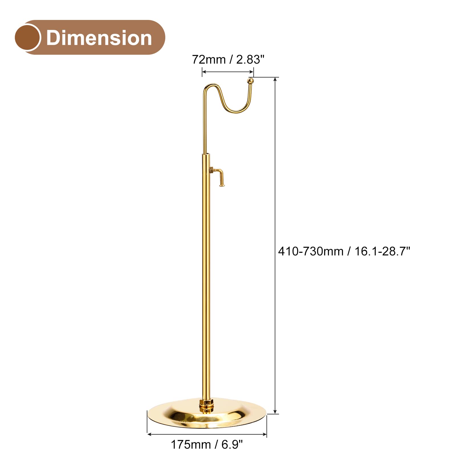 sourcing map Purse Display Stand Adjustable Tabletop Single Hook Handbag Rack Stainless Steel Bag Holder for Retail Boutique Store - Gold