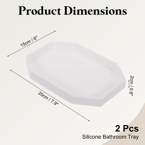 sourcing map 2Pcs Bathroom Vanity Tray, 7.9" x 6" Octagon Silicone Soap Dispenser Trays