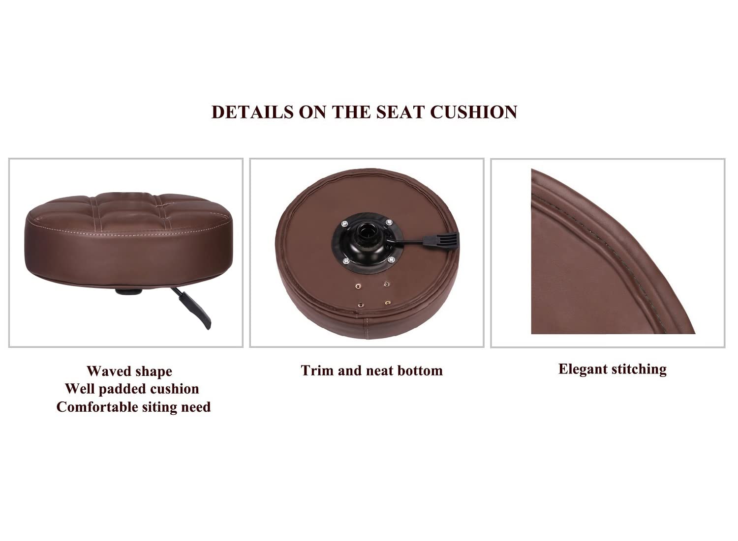 Kaleurrier Rolling Stool Chair with Smooth-rolling Dual-wheel casters,Comfortable Cushioned Backrest, Swivel Seat