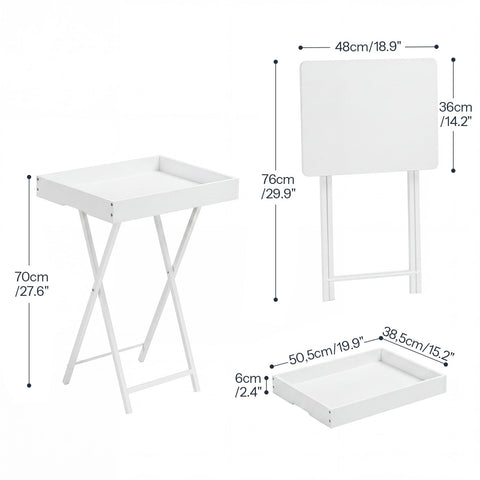 HOOBRO Folding TV Tray Table for Eating, Snack Dinner Side Table with Removable Serving Tray, Foldable Bedside Occasional Coffee Table