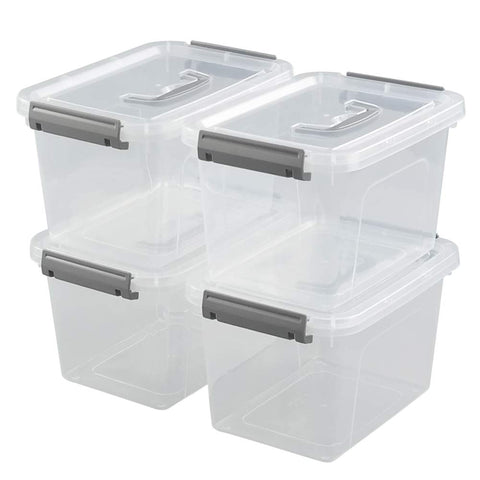 Dynko Plastic Storage Boxes, Clear Containers, Boxes with Lids Set of 4