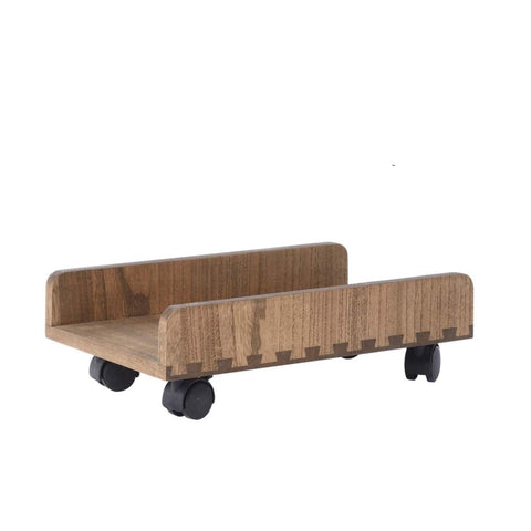 KIRIGEN Wooden CPU Stand PC Cart for ATX Tower, Adjustable Computer Tower Stand with Locking Caster Wheels, Solid Wood Mobile Desktop Case Holder