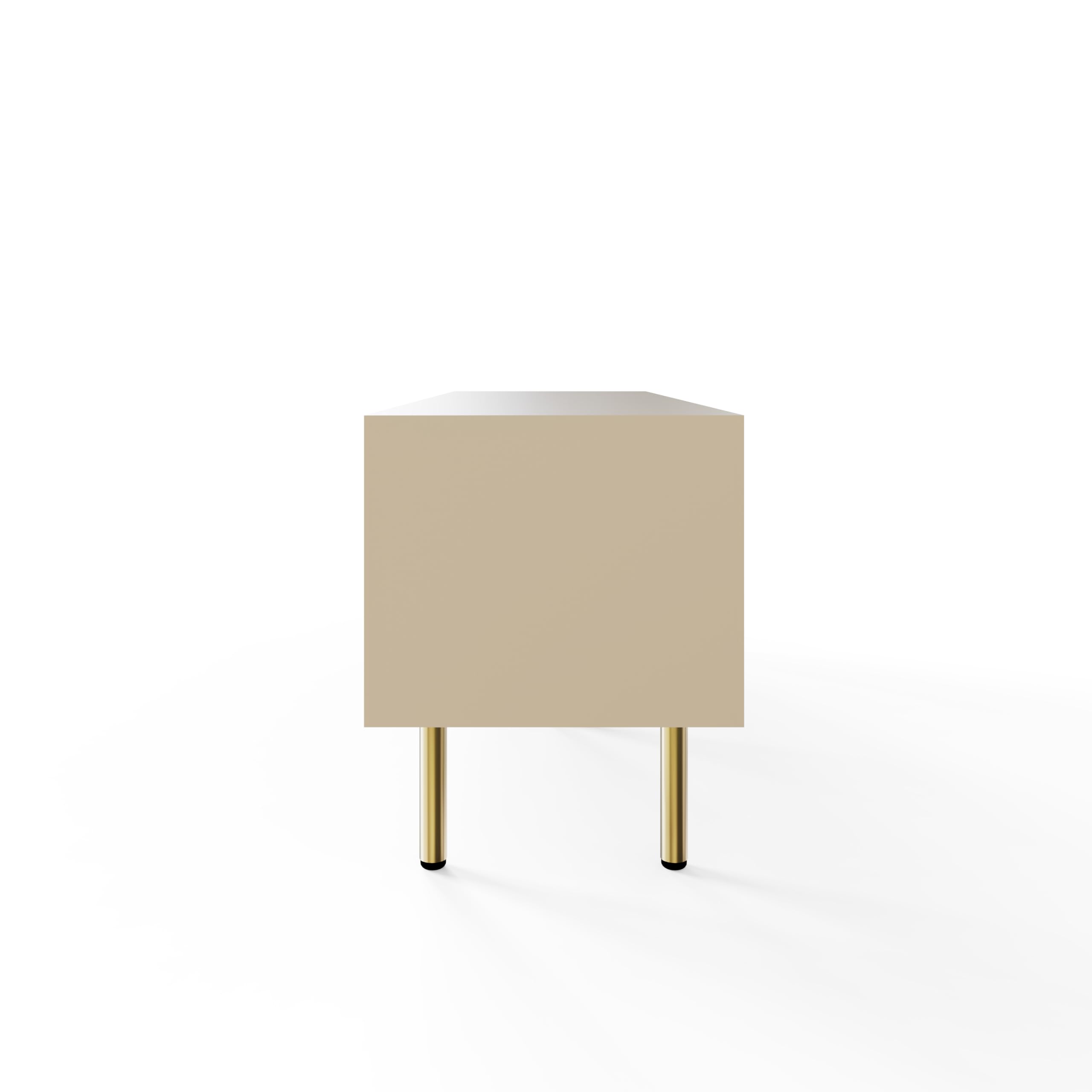 GFW Nervata TV Unit in Ivory, Art Deco Entertainment Stand with Drawer, Cupboards & Gold Effect Accents