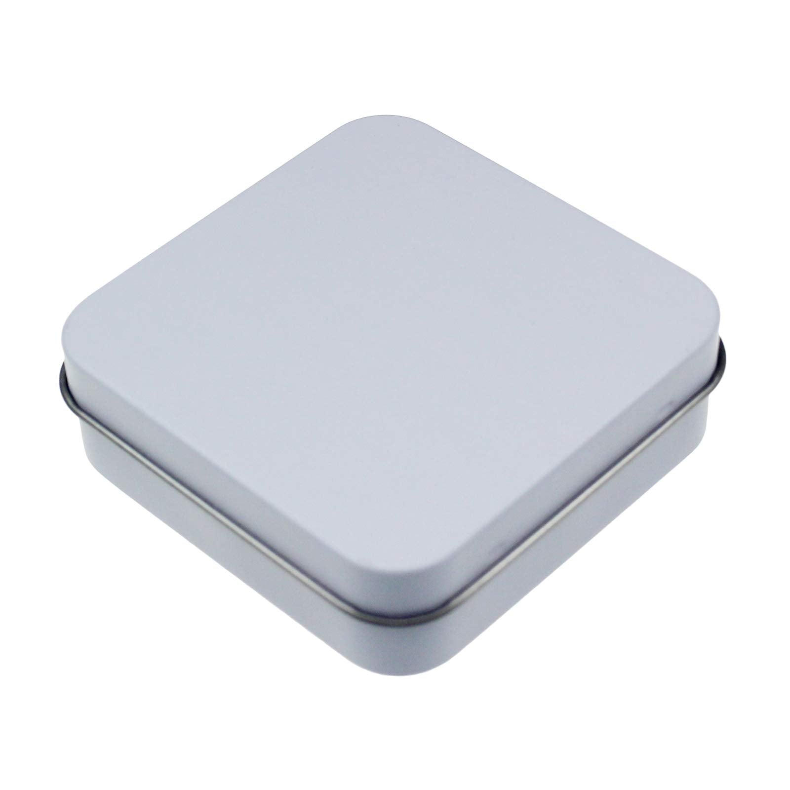 Goodma 12 Pieces Square Metal Empty Tins, White, 7 x 7 x 2 cm