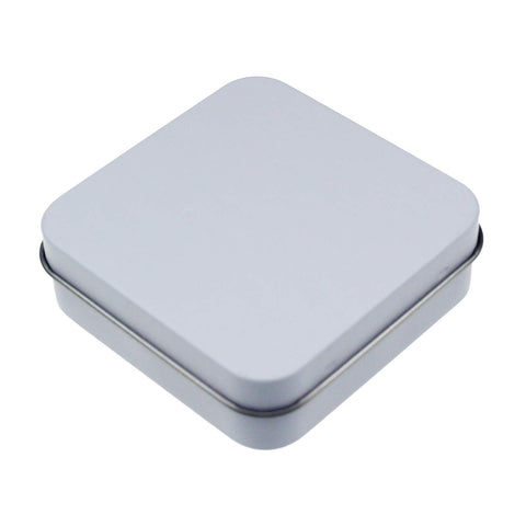 Goodma 12 Pieces Square Metal Empty Tins, White, 7 x 7 x 2 cm
