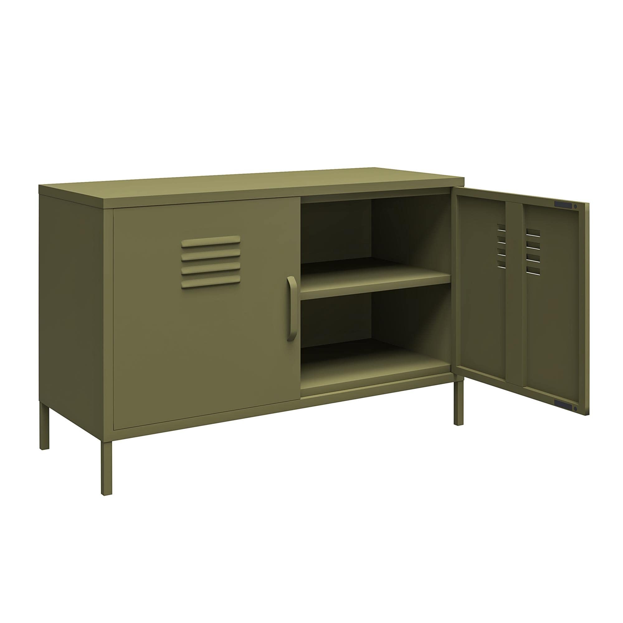 DHP Bradford 2 Door Metal Locker Accent Cabinet – Lockable Freestanding Metal Storage Sideboard Cupboard with Adjustable Shelf & Keys