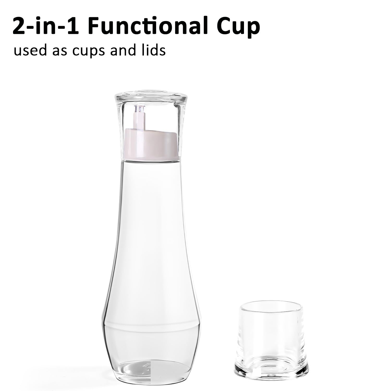 ZOBONETI Glass Mouthwash Dispenser with Cup, 8.8 OZ, Set of 2