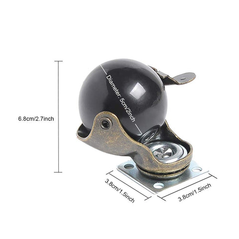 4 Pack, Youngine Antique Ball Caster Wheels Ball Swivel Plate Caster with 360°Rotation for Furniture Ottoman Sofa Cabinets Wheelchairs (2inch)
