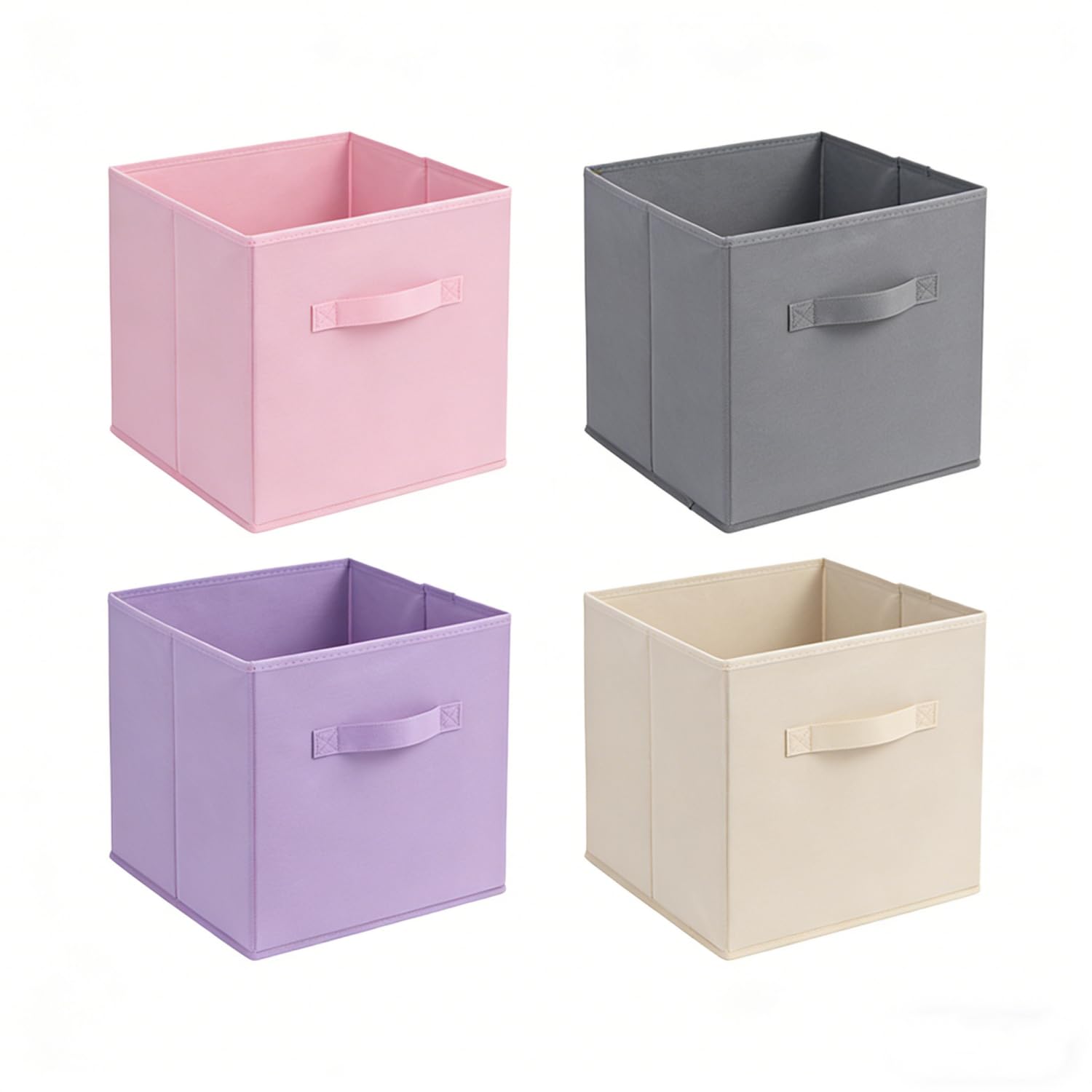ZMShenMa 4 Pcs Foldable Storage Cubes Storage Box Made Of Fabric In Cube Shape，Organiser With HandlesWardrobe Drawer Style Folding Storage Box