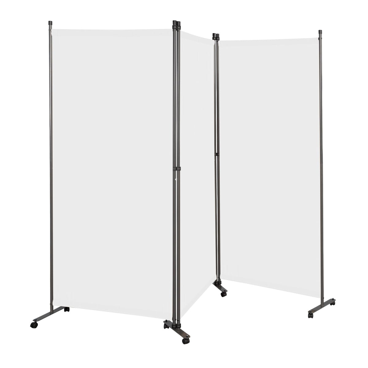 Angel Living 3 Panels Folding Room Divider, Privacy Screen Composed of Polyester Fabric and Sturdy Iron Frame