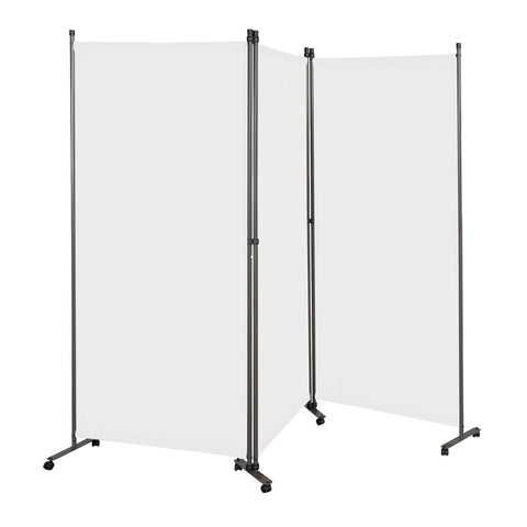 Angel Living 3 Panels Folding Room Divider, Privacy Screen Composed of Polyester Fabric and Sturdy Iron Frame