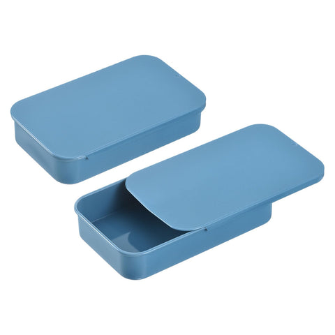 sourcing map 2 Pcs Metal Tin Box Container, 3.1x2x0.6 Inch Slide Top Tin Containers Empty Rectangular Storage Box Portable Mini Tin Case for Candy