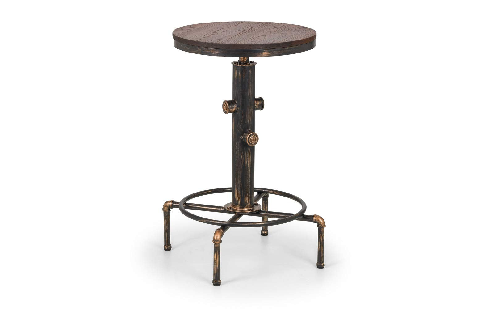 Julian Bowen Rockport Bar Table for 2-4, Pipework, Wood - H105 x W66cm