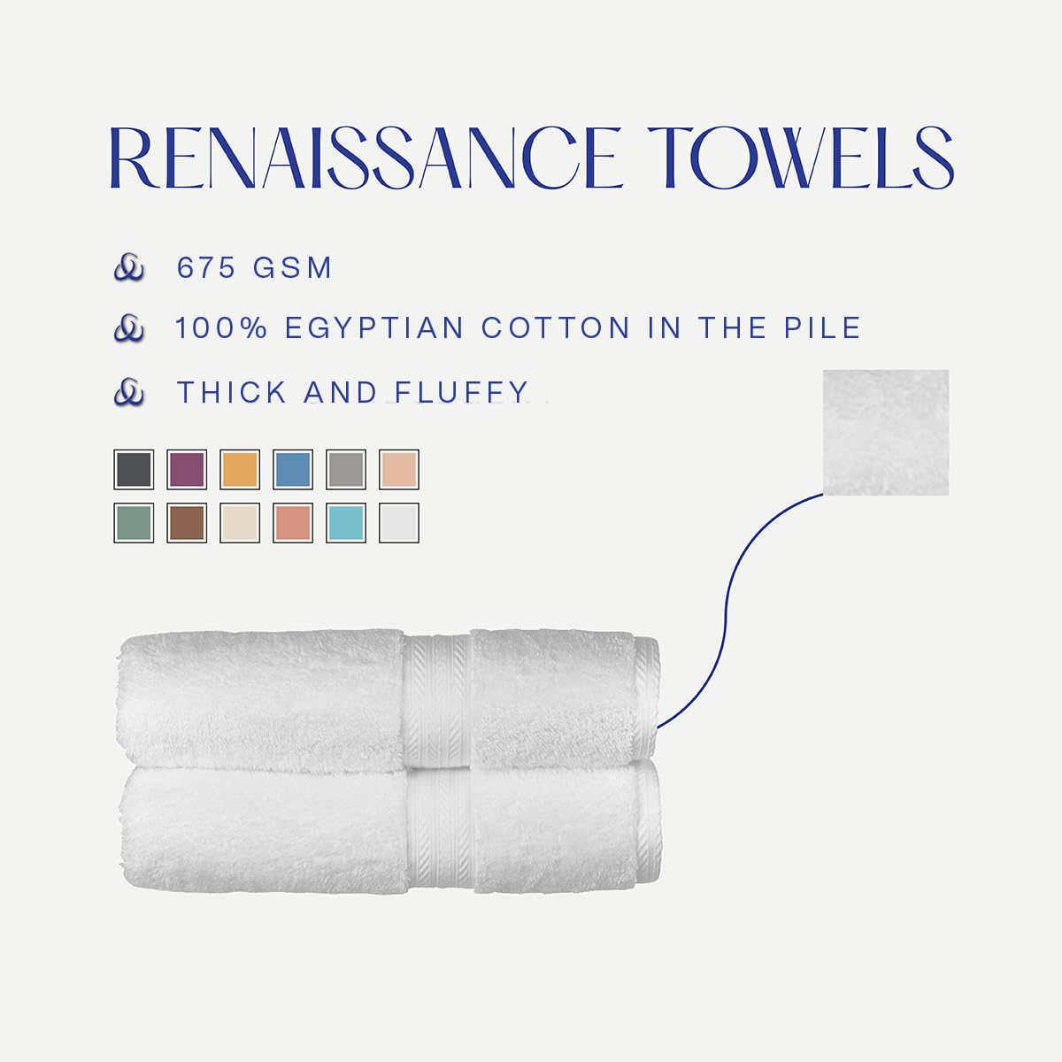 Christy Renaissance 6 Piece Towel Set | White | 100% Egyptian Cotton Pile | Luxuriously Soft and Super Absorbent | 675 GSM