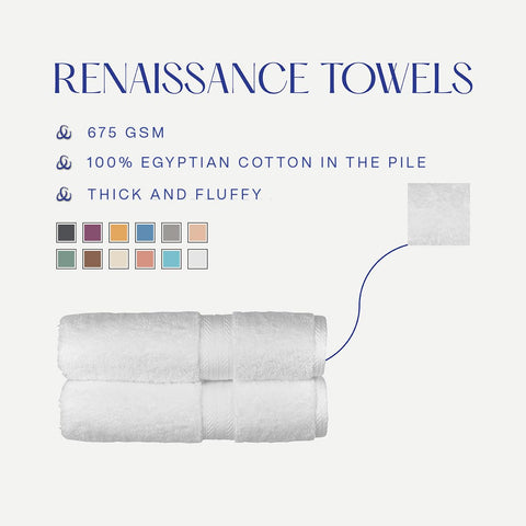 Christy Renaissance 6 Piece Towel Set | White | 100% Egyptian Cotton Pile | Luxuriously Soft and Super Absorbent | 675 GSM