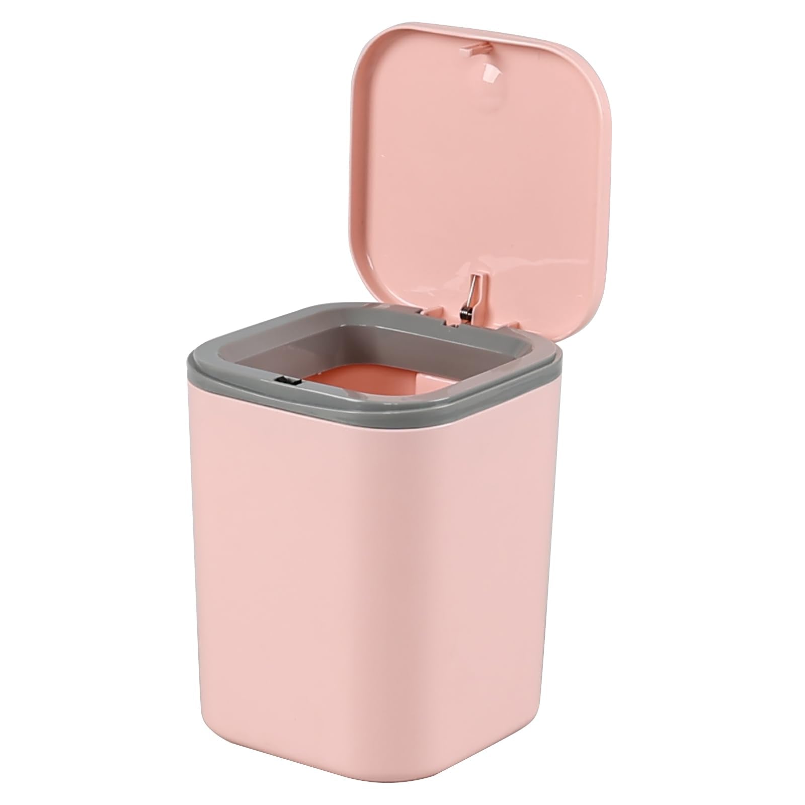 Yesdate Table Bin Mini Desk Rubbish Bin with Lid, 2 Litre Small Table Wastebasket for Office, Home, Bathroom, Bedroom, Car (Pink)