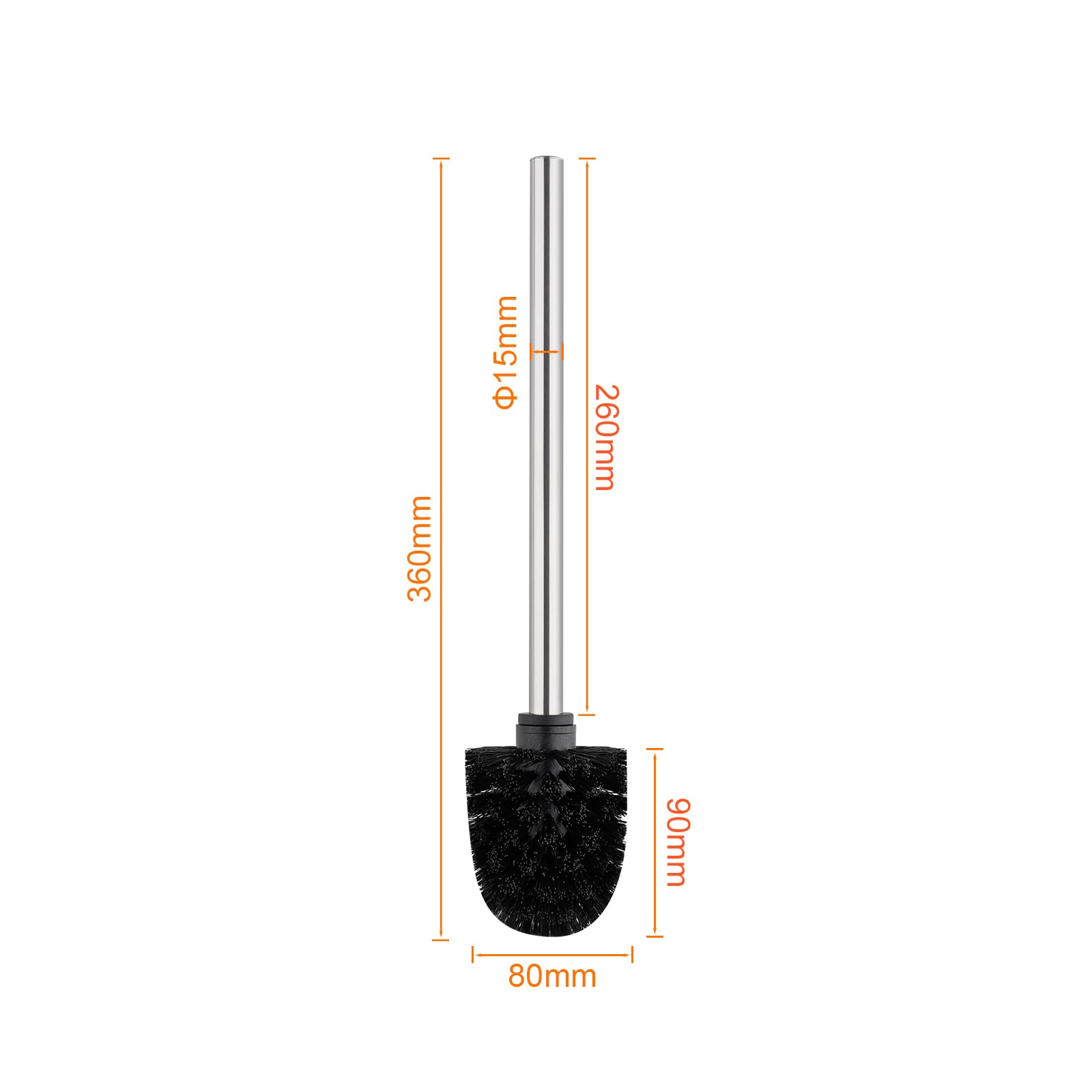 Ibergrif Black Toilet Brush 4PCS with Stainless Steel Handle M34155