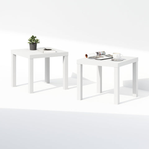 Furinno CLASSIC Coffee Table Set of 2, Square Modern Coffee Table with 1.8 Thick Tabletop, Side Table with 4 Legs, for Living Room, Bedroom