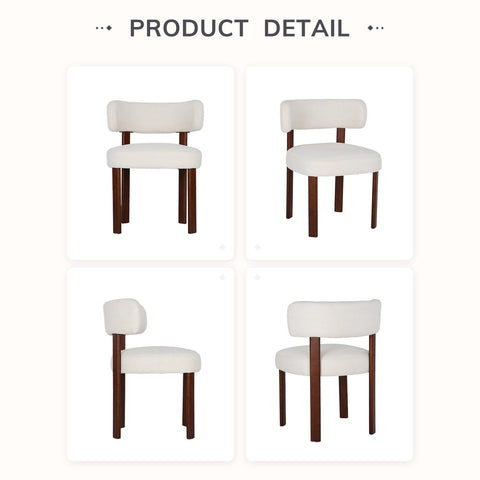 COLAMY Wooden Dining Chairs Set of 2, Fabric Chairs for Dining Room with Open Curved Backrest and Thick Seat Cushion