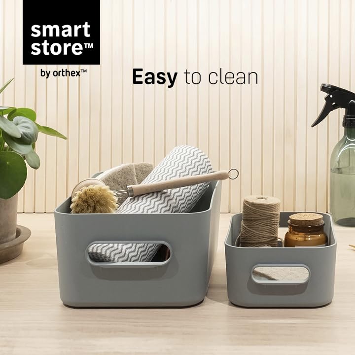 SmartStore Medium Plastic Storage Box with Handles 5× 5.3 L | Organiser Basket for Bathroom, Laundry, Kitchen, Office Drawers and Shelves