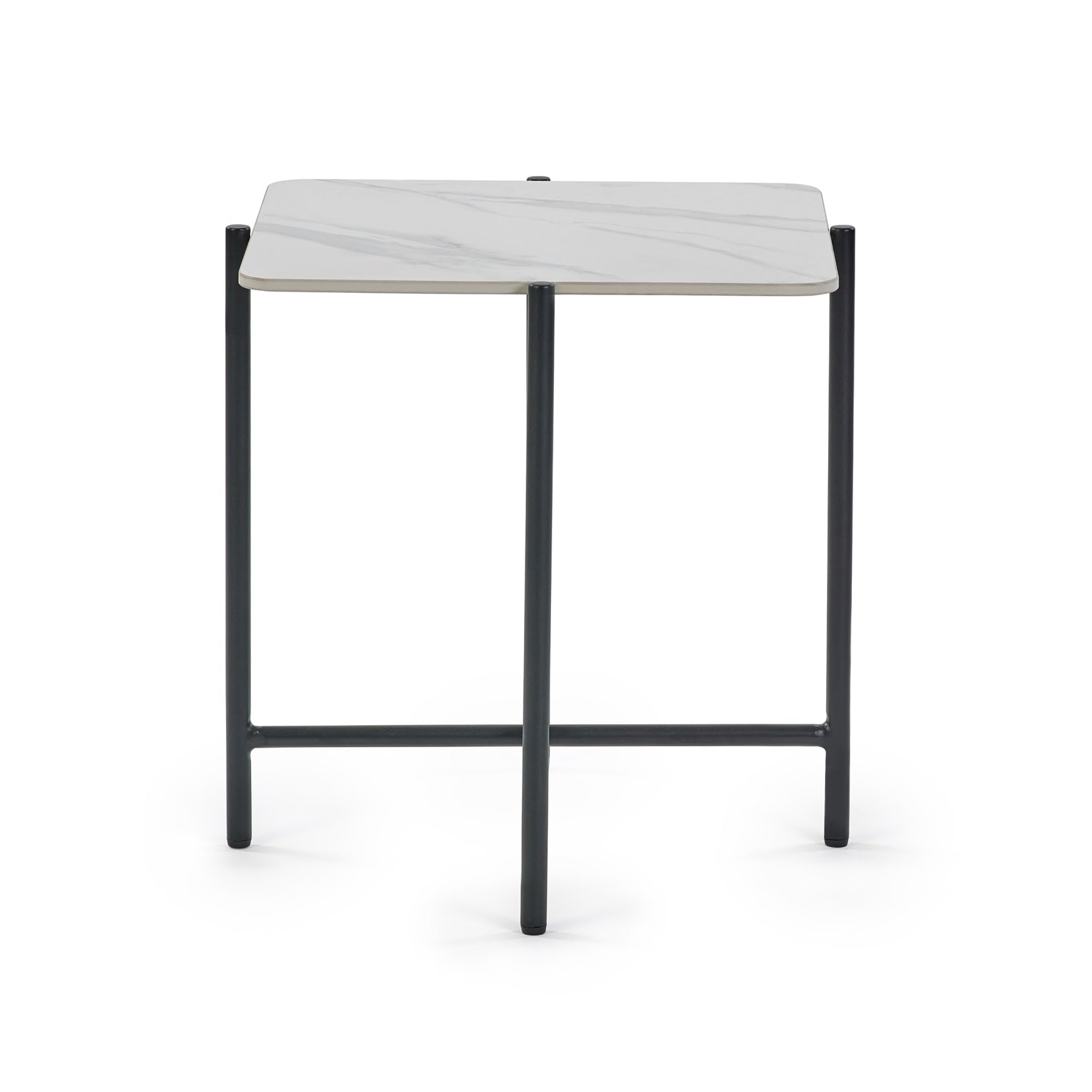 Julian Bowen Siena Square End Table, White Marble Effect - H55 x W50cm