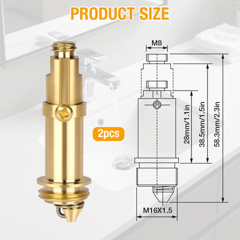 ABOHU Basin Pop Up Click Clack Brass Plug Bolt, 2 Pcs Basin Pop Up Click Clack Slotted Plug Bolt Assembly Basin Pop Up Plug Bolt Replacement Screw