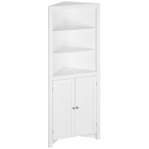 kleankin Triangle Bathroom Cabinet, Corner Bathroom Unit Freestanding White