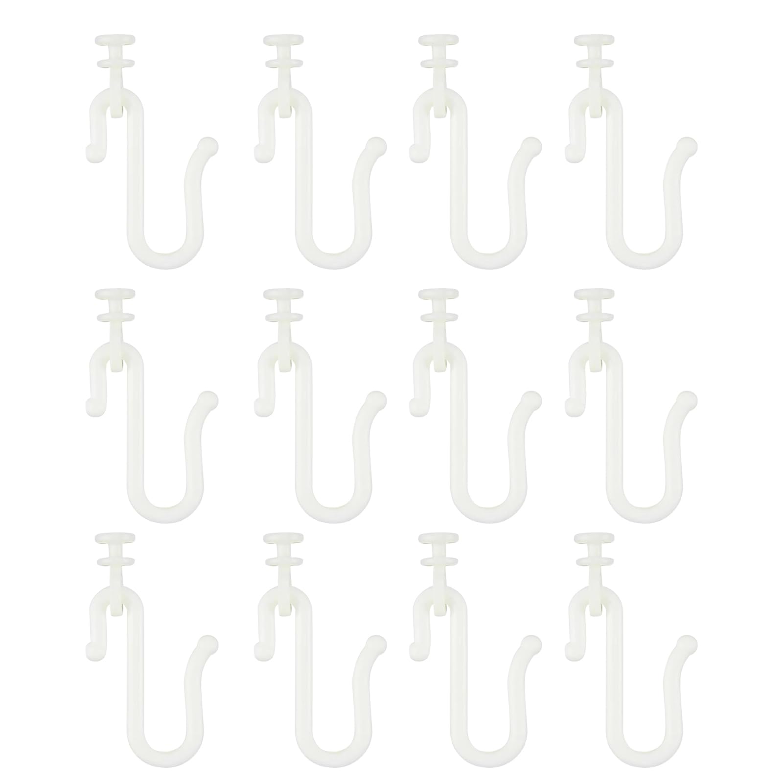 12 Pairs Curtain Hooks & Gliders – Durable S-Shaped Hooks with Quiet Smooth Rollers, Flexible Track Accessories for Ceiling & Bathroom Curtains